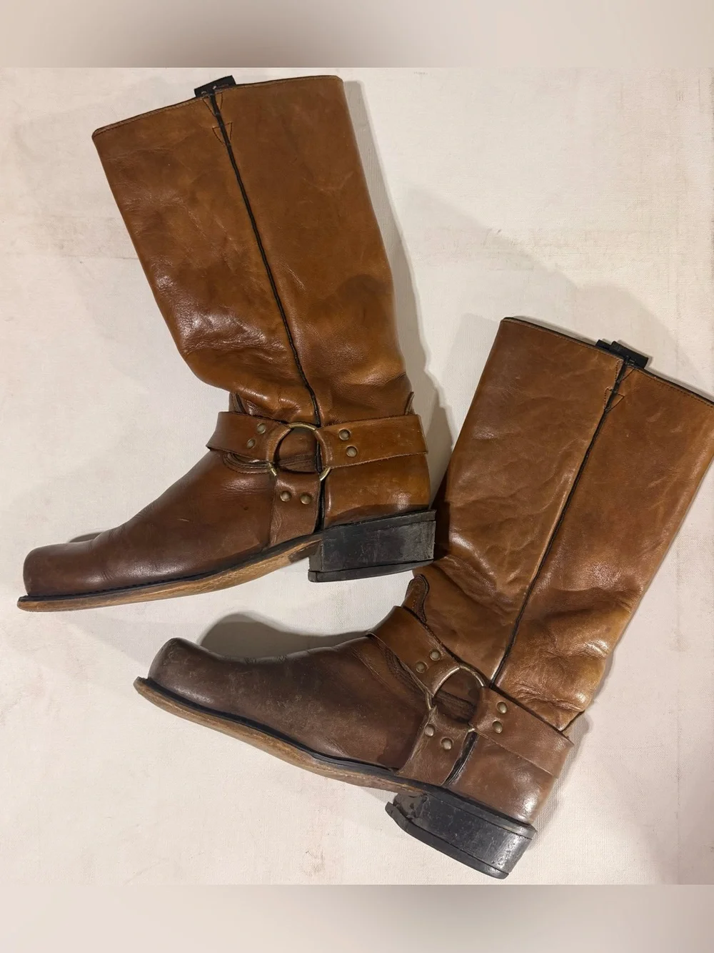 Frye Brown Leather Harness Rich Brown Size-10 Boots Style #63087